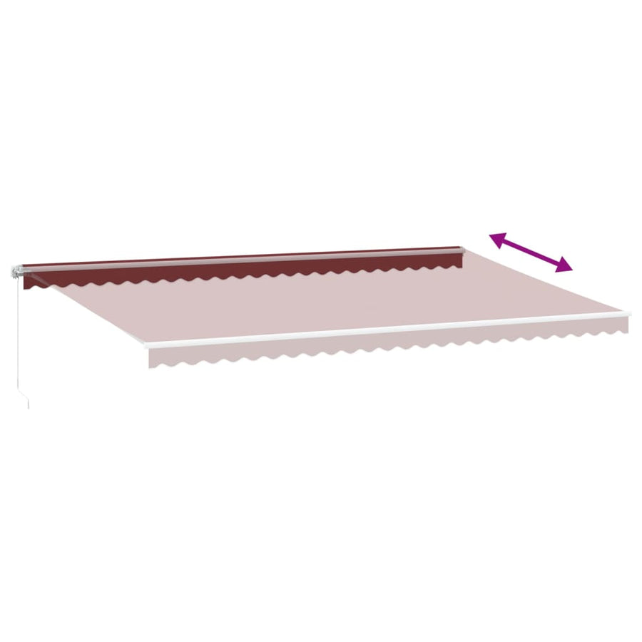 Luifel Handmatig Uittrekbaar Met Led Bordeauxrood 600 x 350 cm
