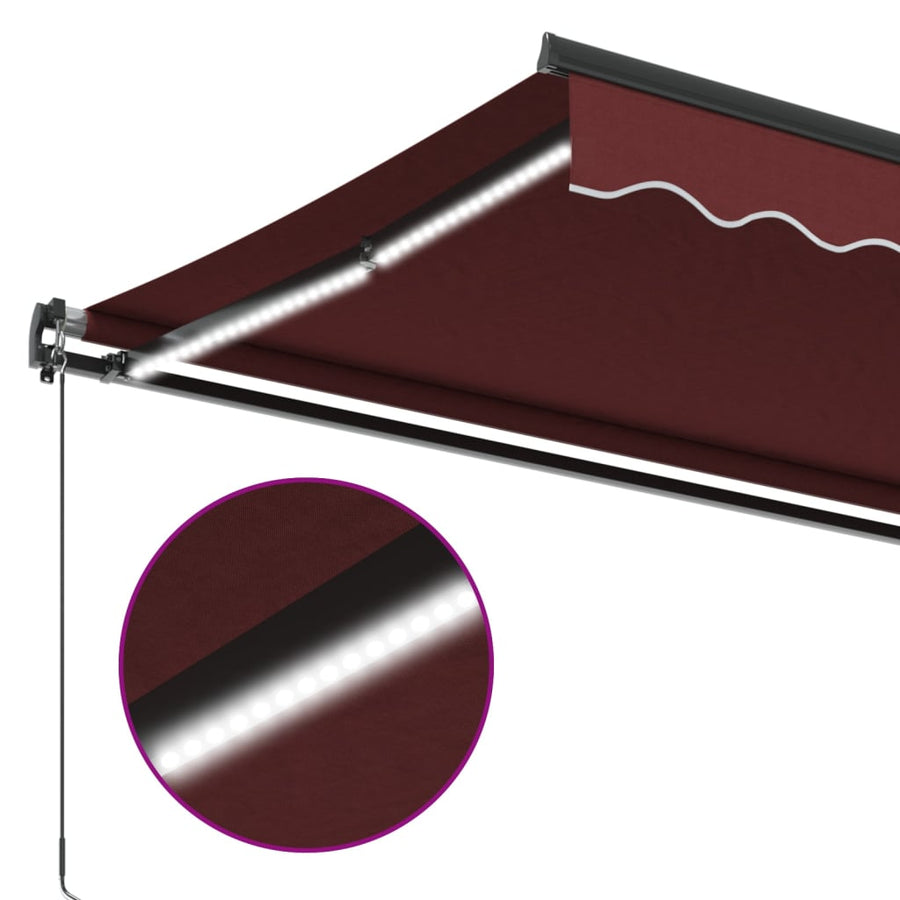 Luifel Handmatig Uittrekbaar Met Led's Bordeauxrood 450 x 350 cm