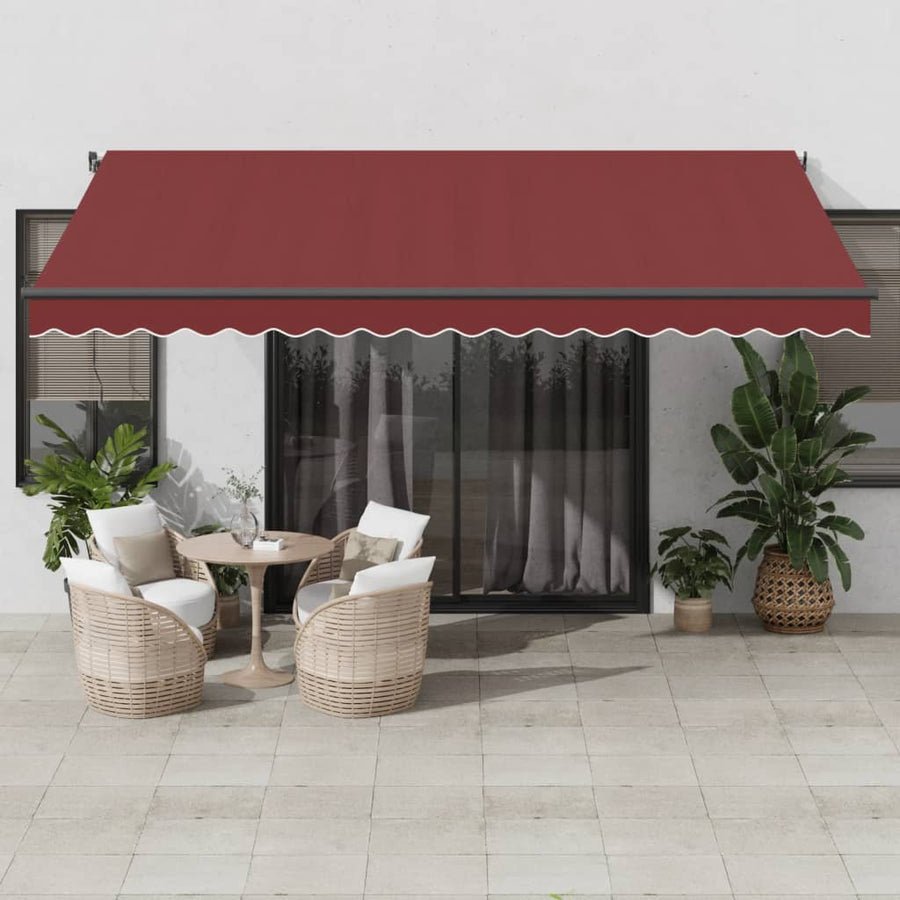 Luifel Handmatig Uittrekbaar Met Led's Bordeauxrood 450 x 350 cm