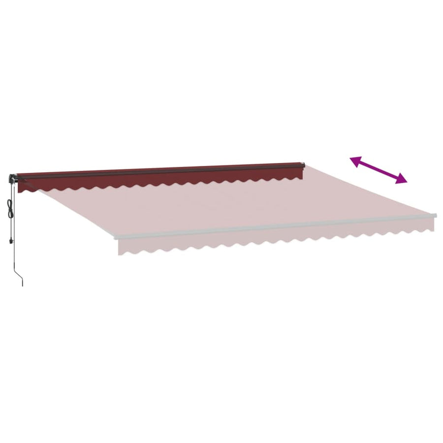 Luifel automatisch uittrekbaar met LED's 500x350 cm bordeaux