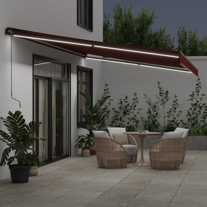 Luifel Handmatig Uittrekbaar Met Led's Bordeauxrood 600 x 350 cm