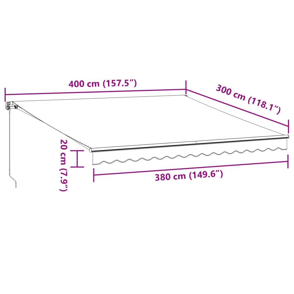 Luifel Handmatig Uittrekbaar 400X300 Cm Bordeauxrood