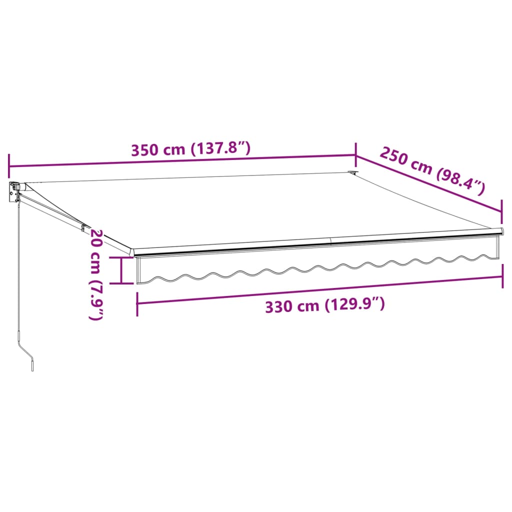 Luifel Handmatig Uittrekbaar 350X250 Cm Bordeauxrood