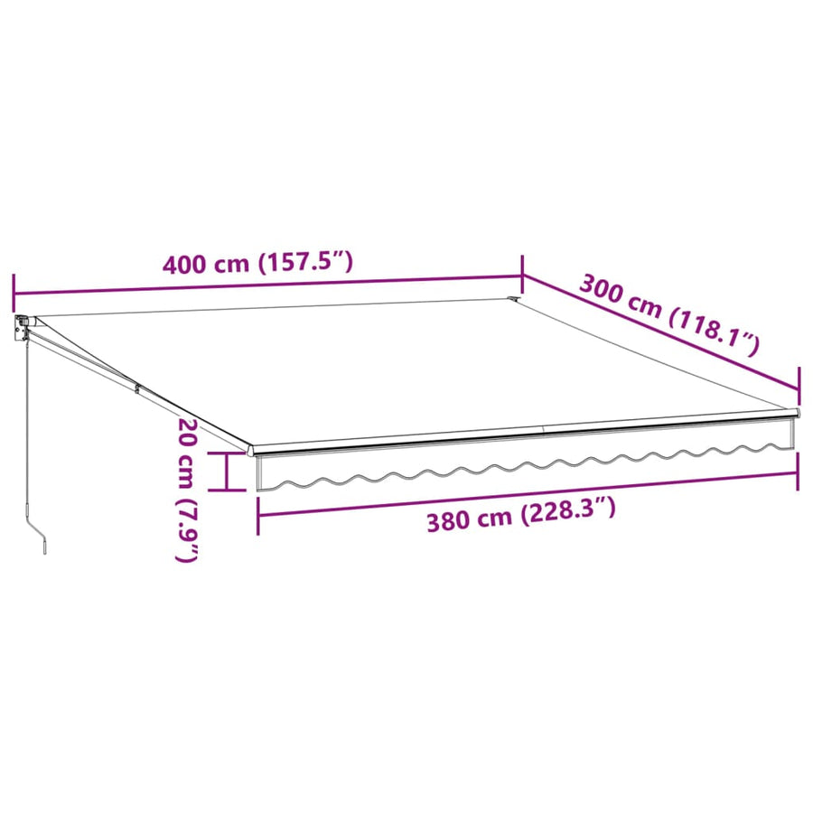 Luifel handmatig uittrekbaar 400x300 cm bordeauxrood
