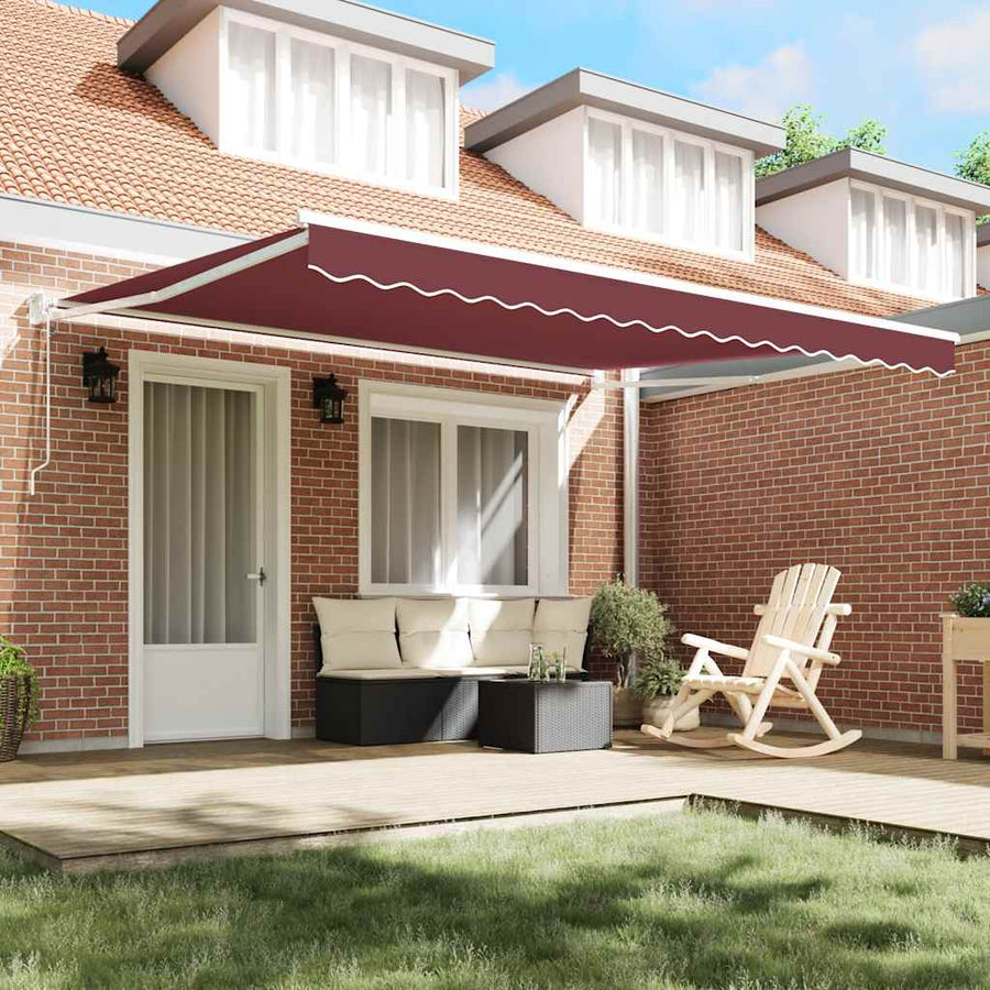 Luifel Automatisch Uittrekbaar 400X300 Cm Bordeauxrood Burgundy (White Frame) 4 x 3 m
