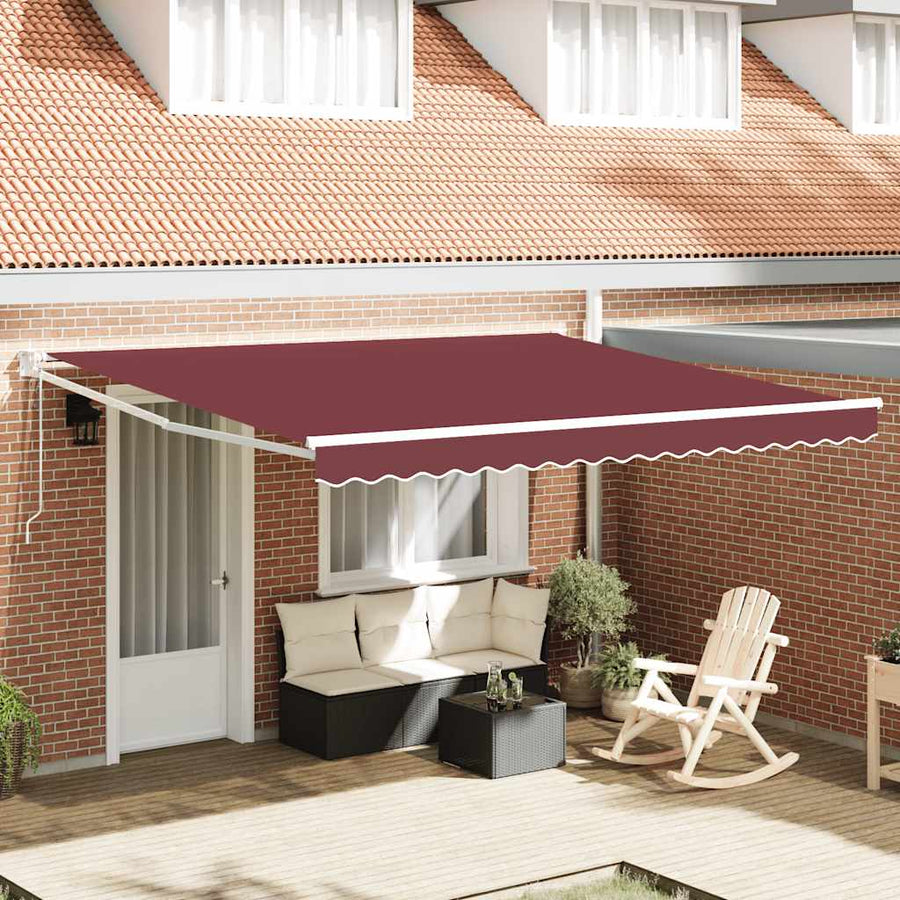 Luifel Automatisch Uittrekbaar 400X300 Cm Bordeauxrood Burgundy (White Frame) 4 x 3 m