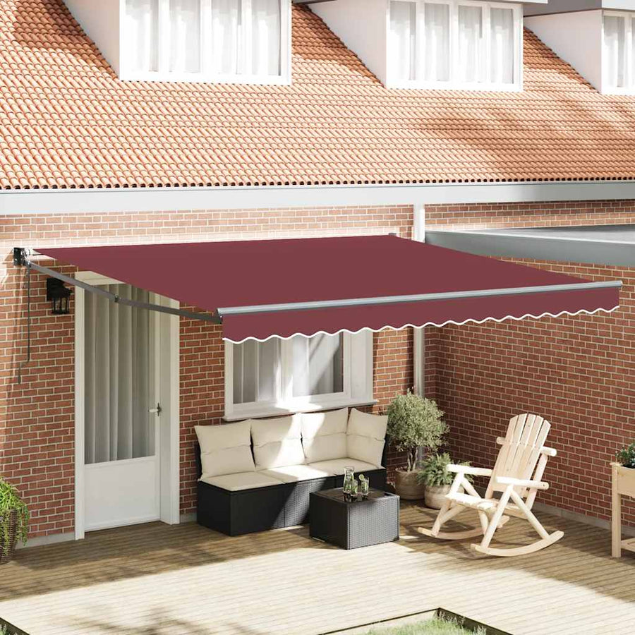 Luifel Automatisch Uittrekbaar 400X300 Cm Bordeauxrood Bordeaux (Lijst Antraciet) 4 x 3 m