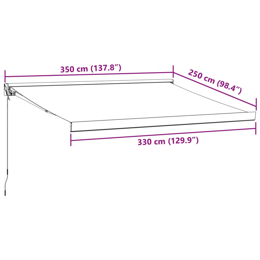Luifel handmatig uittrekbaar 350x250 cm bordeauxrood