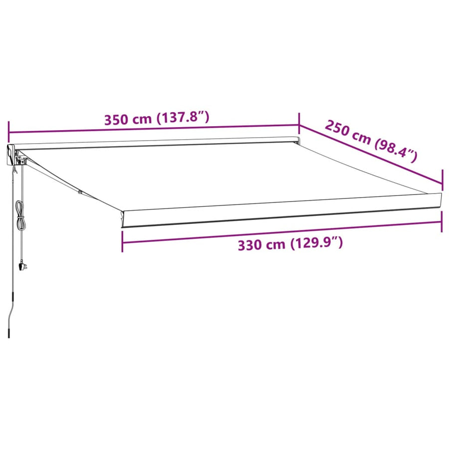 Luifel automatisch uittrekbaar 350x250 cm bordeauxrood