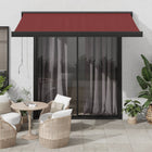 Awning automatic retractable 350x250 cm burgundy