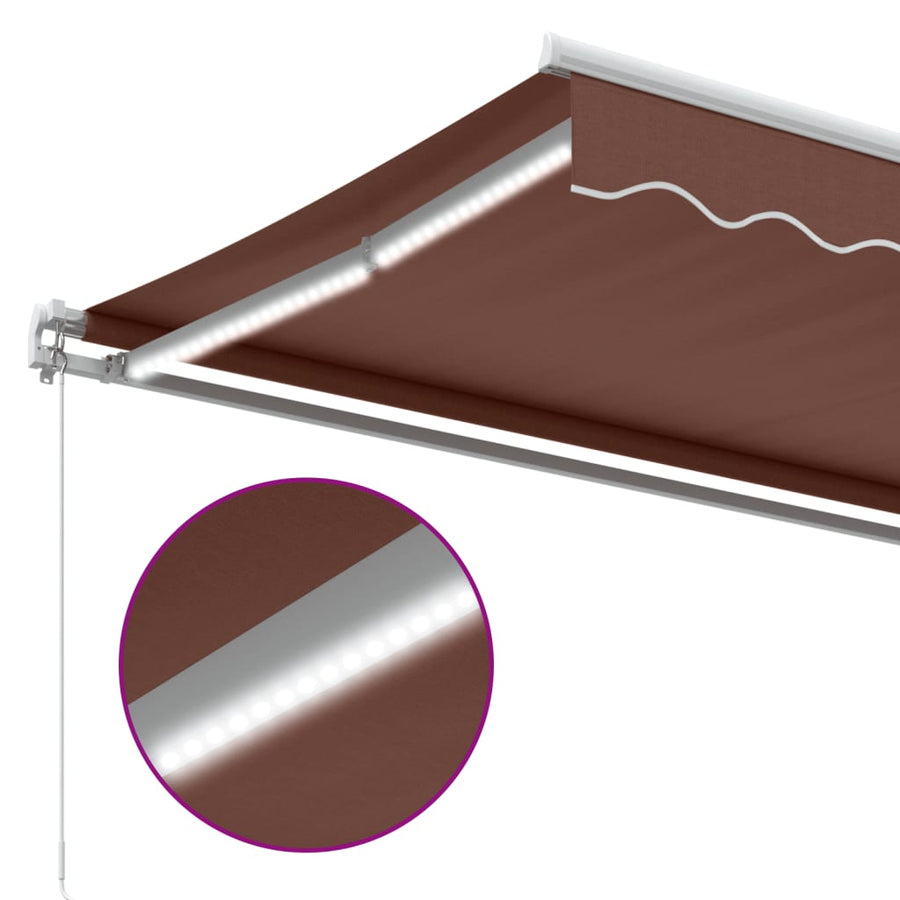 Luifel handmatig uittrekbaar met LED's 300x250 cm bruin