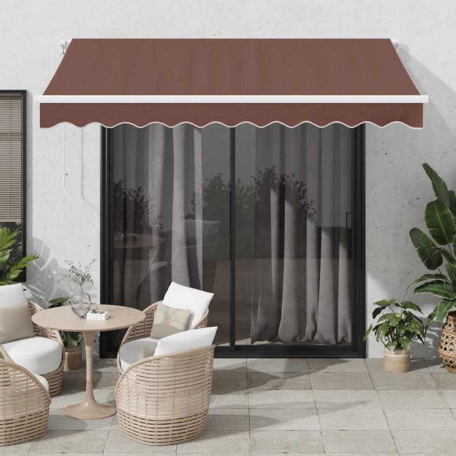 Luifel handmatig uittrekbaar met LED's 300x250 cm bruin