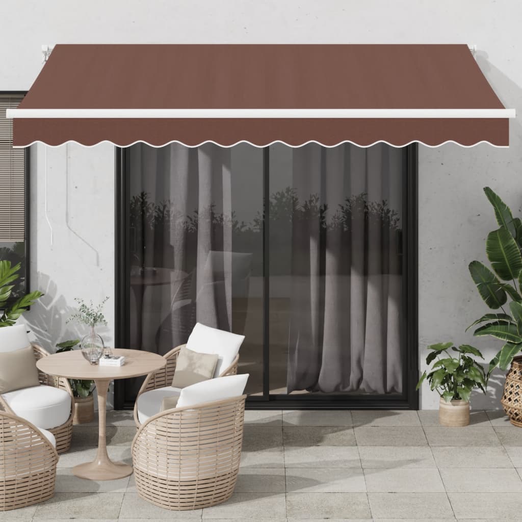 Luifel handmatig uittrekbaar met LED 350x250 cm bruin
