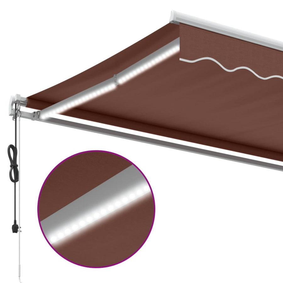 Luifel automatisch uittrekbaar met LED 350x250 cm bruin
