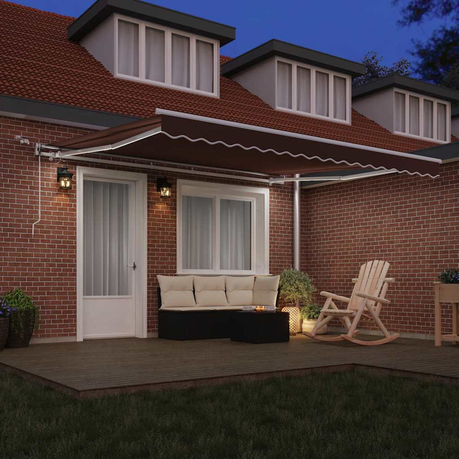 Luifel automatisch uittrekbaar met LED 400x300 cm bruin