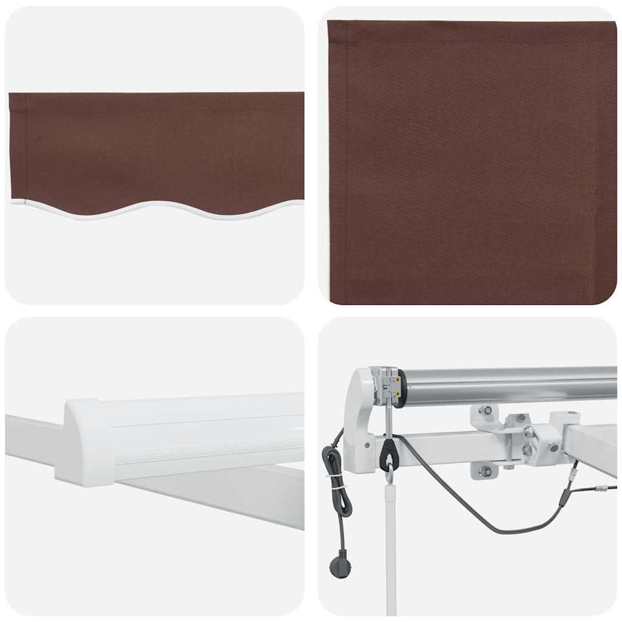 Luifel automatisch uittrekbaar met LED 500x300 cm bruin