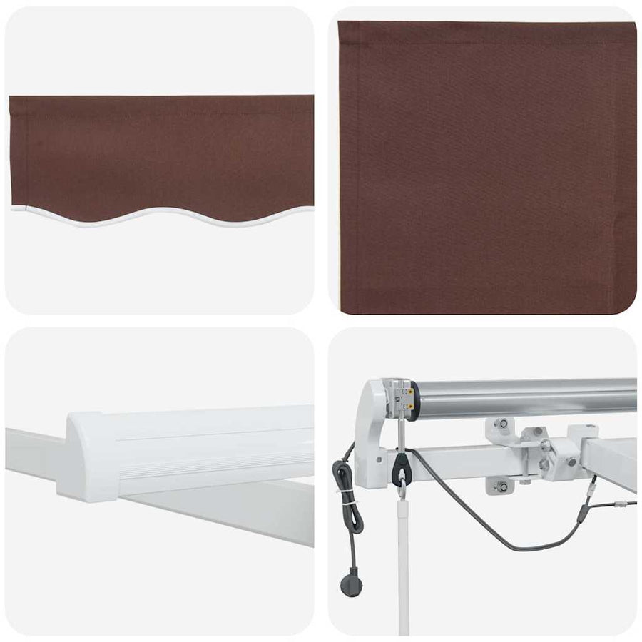 Luifel automatisch uittrekbaar met LED 600x300 cm bruin