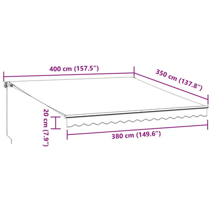 Luifel handmatig uittrekbaar met LED 400x350 cm bruin