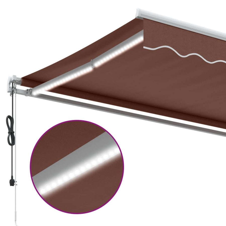 Luifel automatisch uittrekbaar met LED 400x350 cm bruin
