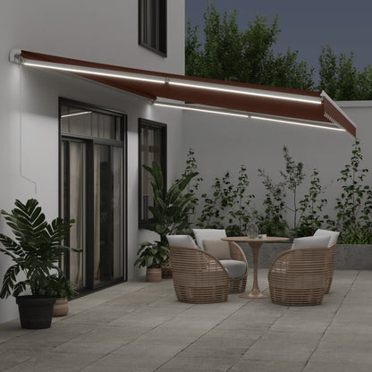 Luifel Handmatig Uittrekbaar Met Led Bruin 600 x 350 cm