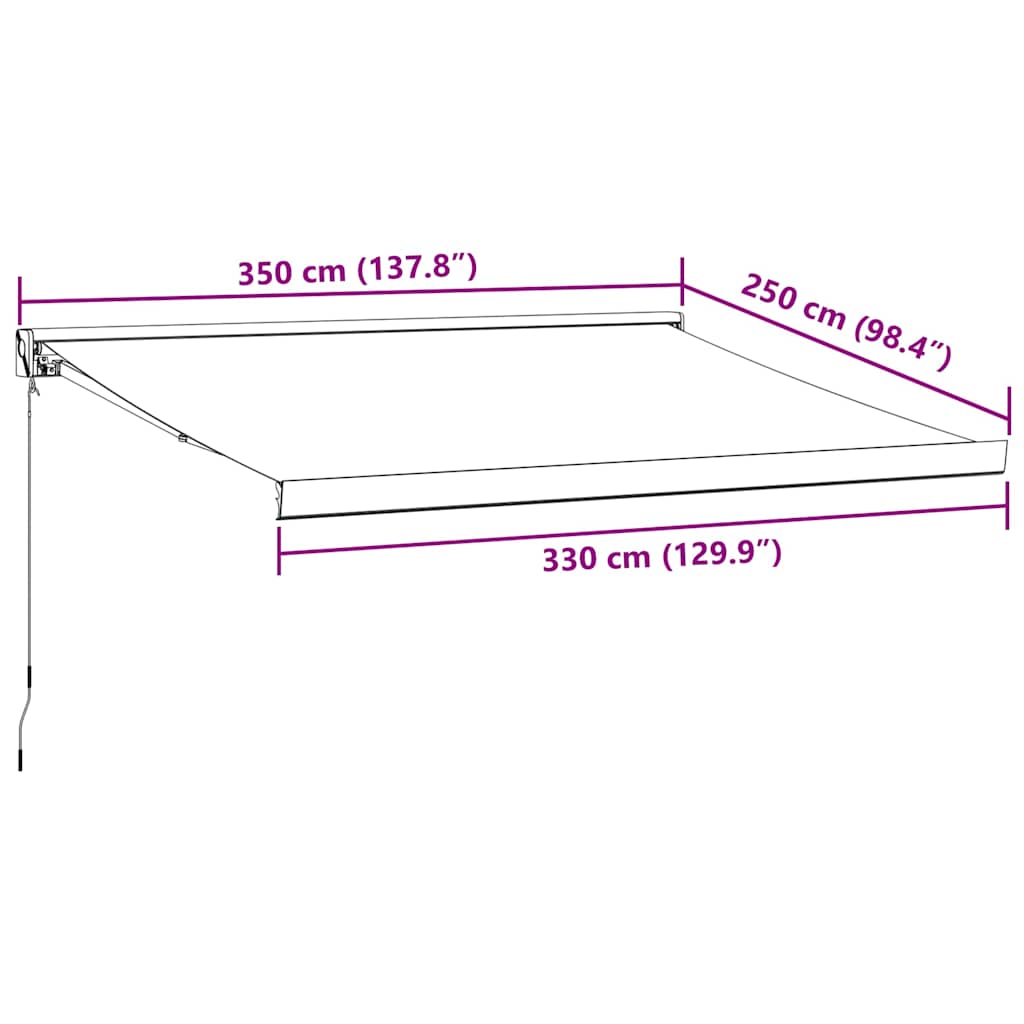 Luifel handmatig uittrekbaar 350x250 cm bruin