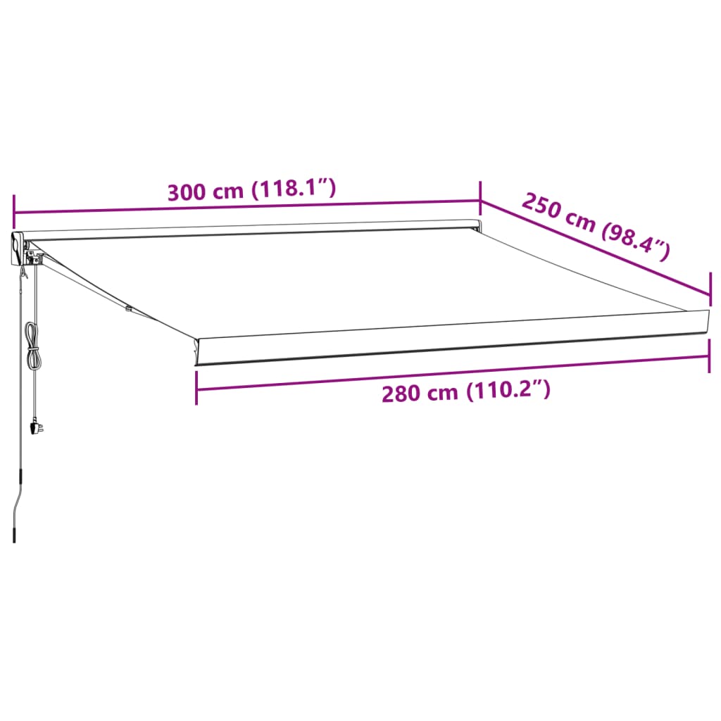 Luifel automatisch uittrekbaar 300x250 cm bruin