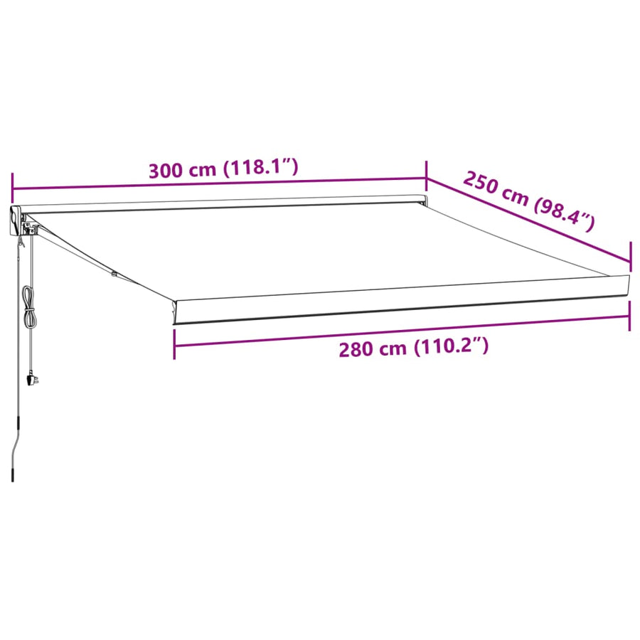 Luifel automatisch uittrekbaar 300x250 cm bruin