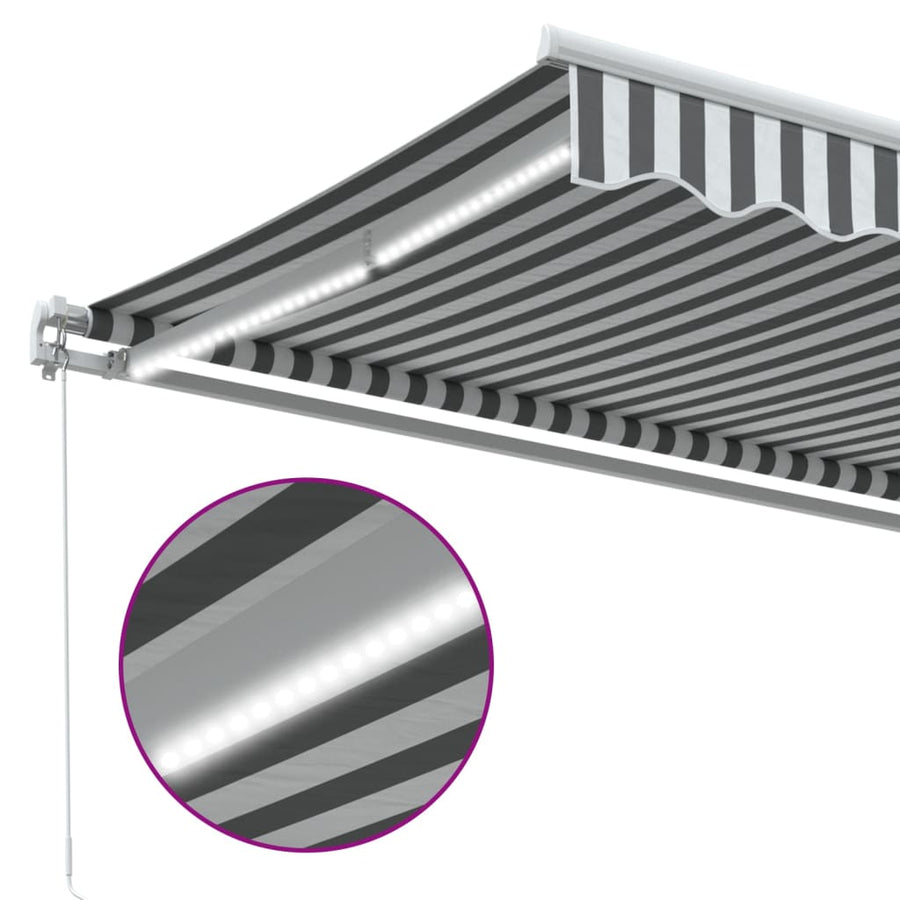 Luifel handmatig uittrekbaar en LED 300x250 cm antraciet en wit