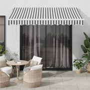 Luifel 300x250 cm antraciet wit met LED handmatig uittrekbaar
