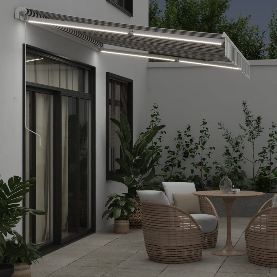 Luifel handmatig uittrekbaar en LED 350x250 cm antraciet en wit