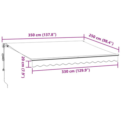 Luifel automatisch uittrekbaar LED 350x250 cm antraciet en wit