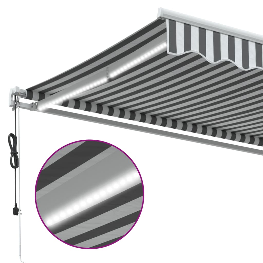 Luifel automatisch uittrekbaar LED 350x250 cm antraciet en wit