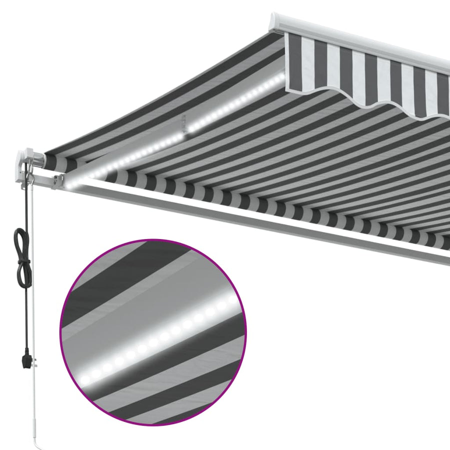 Luifel automatisch uittrekbaar LED 400x300 cm antraciet en wit