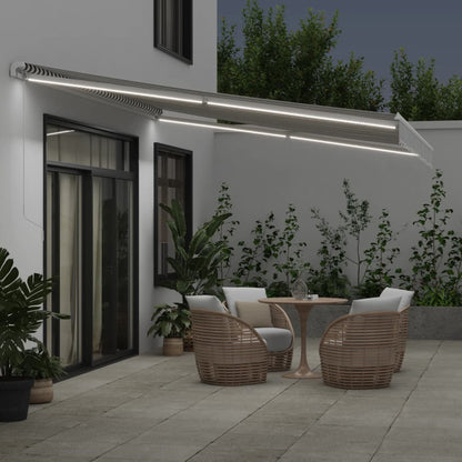 Luifel handmatig uittrekbaar en LED 450x300 cm antraciet en wit