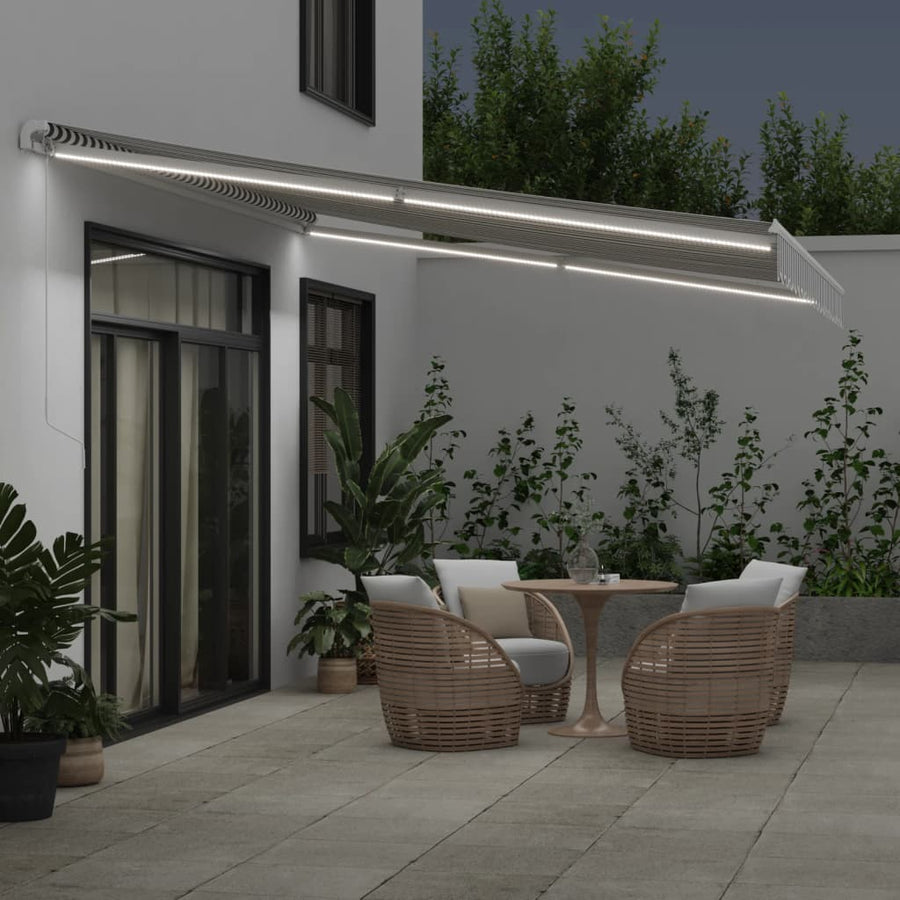Luifel handmatig uittrekbaar en LED 450x300 cm antraciet en wit