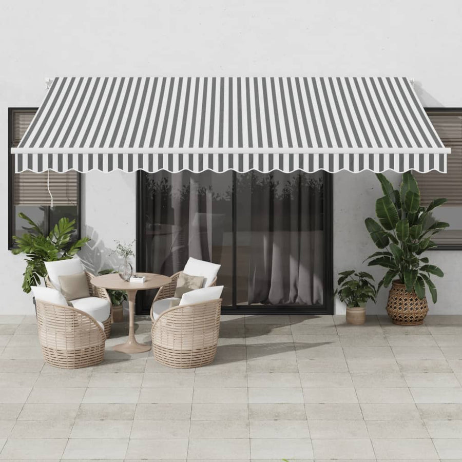 Luifel handmatig uittrekbaar en LED 450x300 cm antraciet en wit