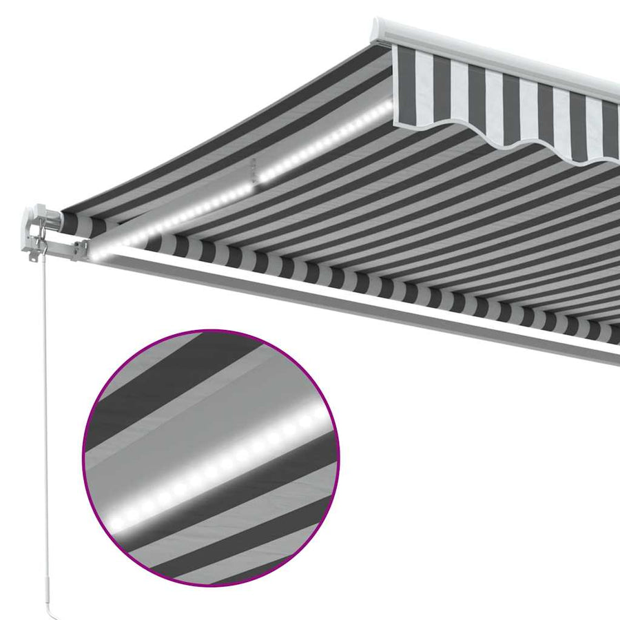 Luifel handmatig uittrekbaar en LED 600x300 cm antraciet en wit