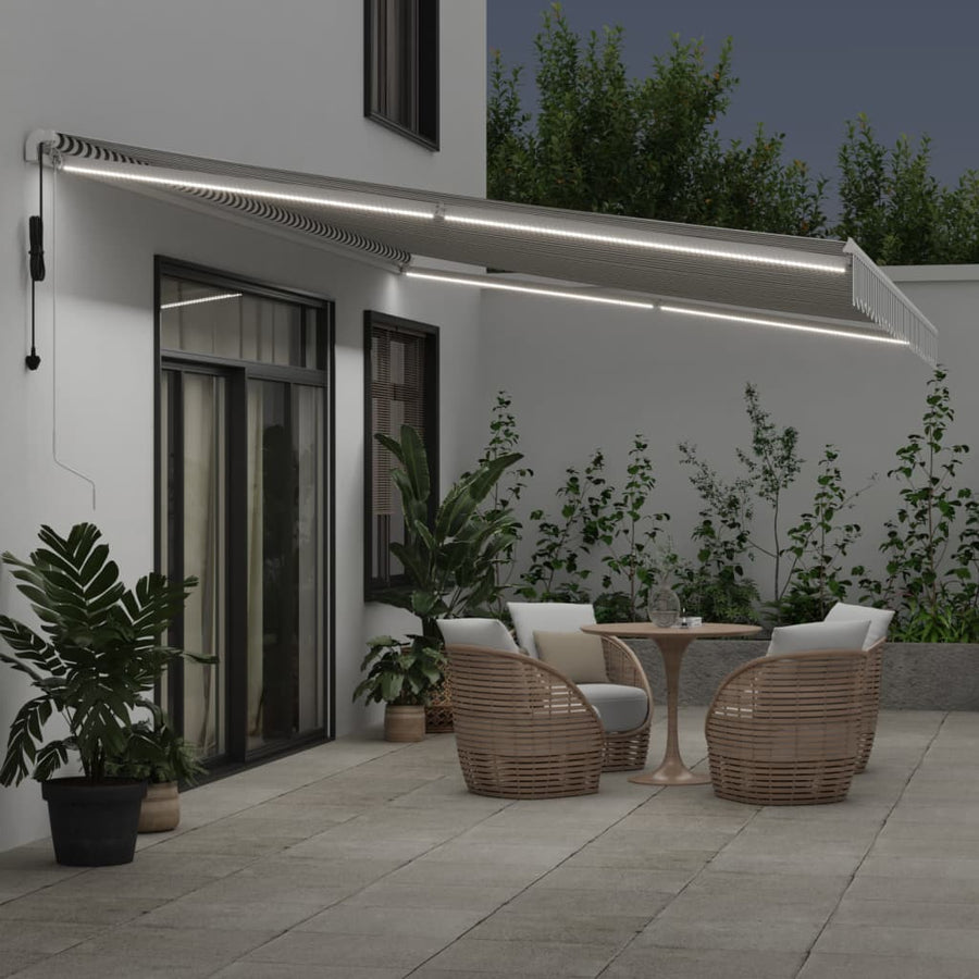 Luifel automatisch uittrekbaar LED 600x300 cm antraciet en wit