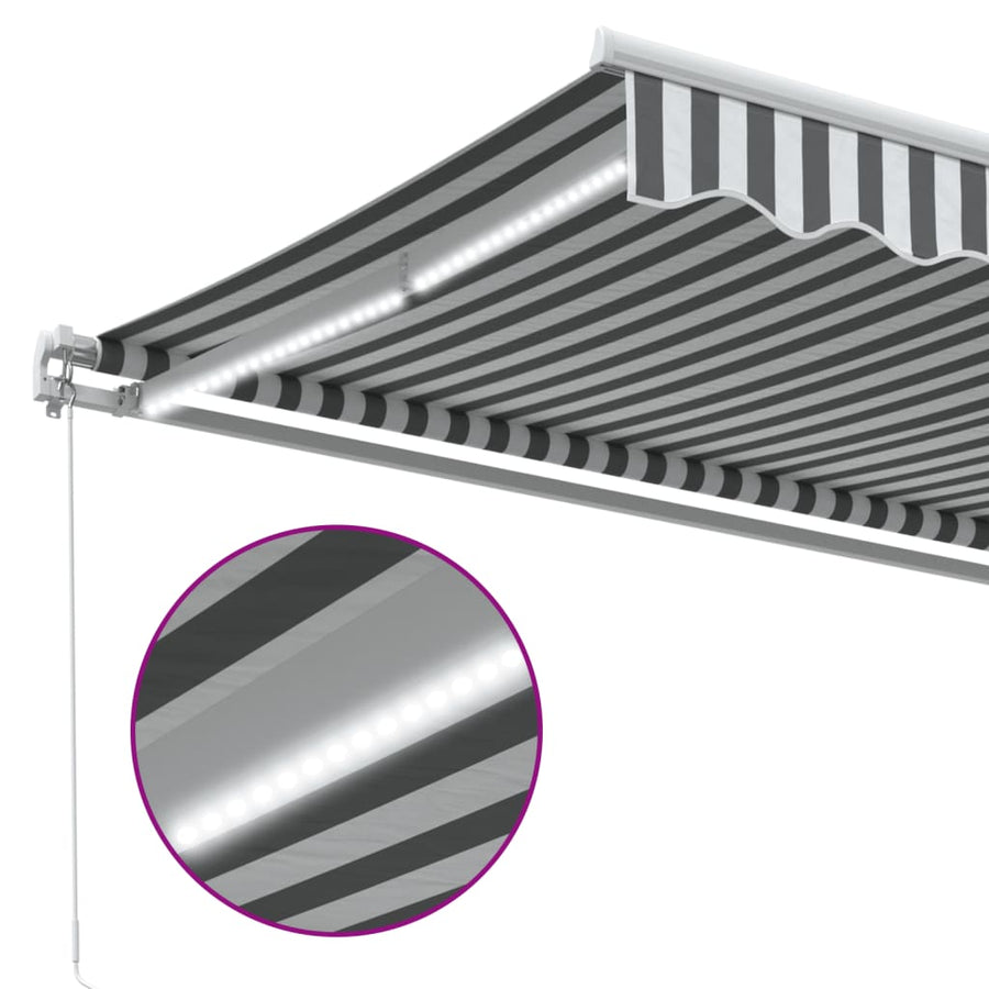 Luifel handmatig uittrekbaar en LED 400x350 cm antraciet en wit