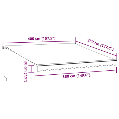Luifel handmatig uittrekbaar 400x350 cm antraciet en wit