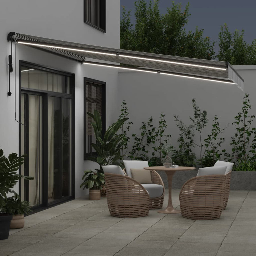 Luifel automatisch uittrekbaar LED 400x350 cm antraciet en wit