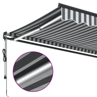 Luifel automatisch uittrekbaar LED 400x350 cm antraciet en wit