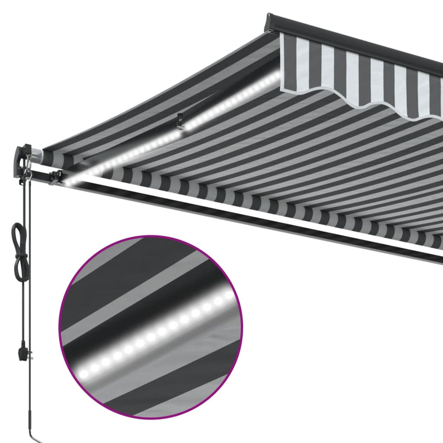 Luifel automatisch uittrekbaar LED 400x350 cm antraciet en wit