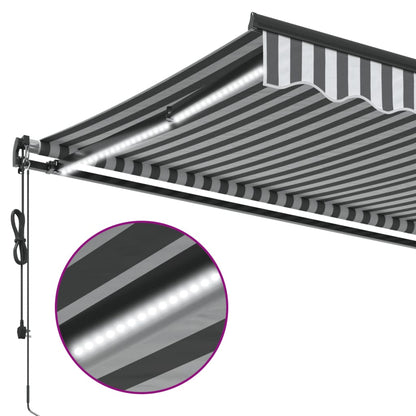 Luifel automatisch uittrekbaar LED 450x350 cm antraciet en wit