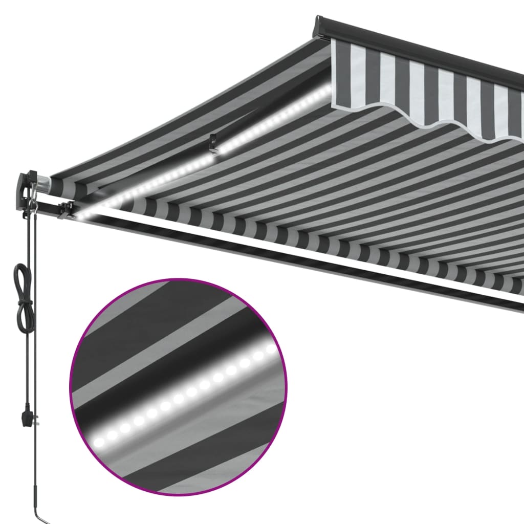 Luifel automatisch uittrekbaar LED 500x350 cm antraciet en wit