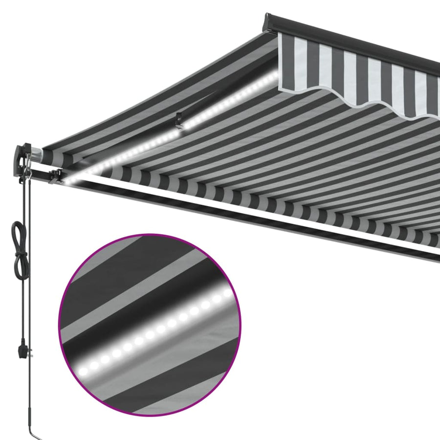 Luifel automatisch uittrekbaar LED 500x350 cm antraciet en wit