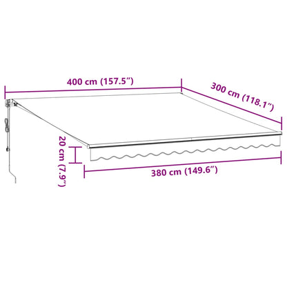 Luifel automatisch uittrekbaar 400x300 cm antraciet en wit