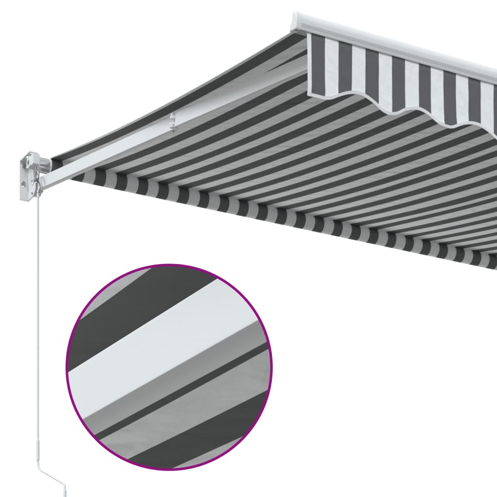 Luifel uittrekbaar 4,5x3 m stof en aluminium antraciet en wit