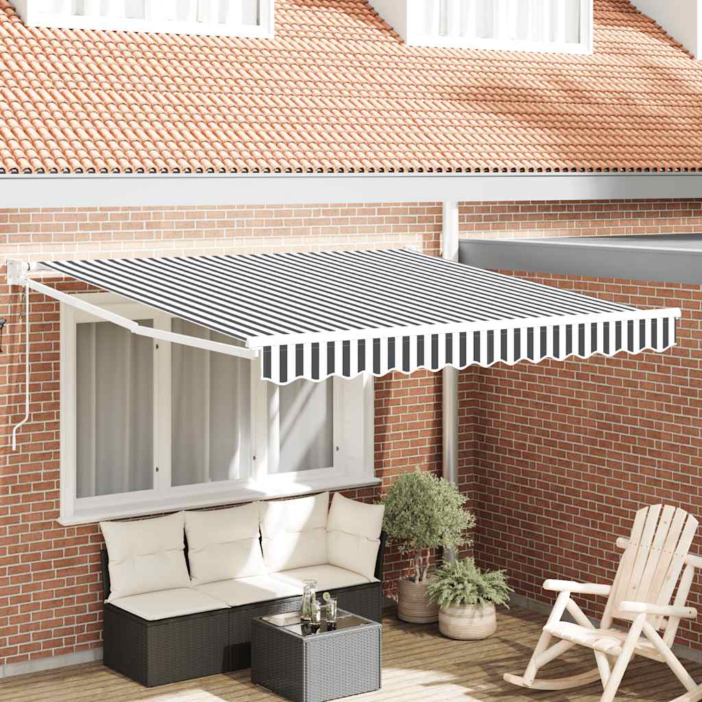 Luifel Uittrekbaar 3X2,5 M Stof En Aluminium Antraciet En Wit 3 x 2.5 m