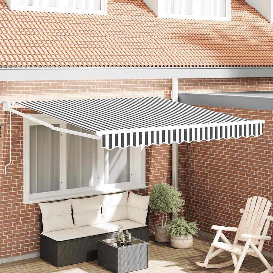 Luifel Uittrekbaar 3X2,5 M Stof En Aluminium Antraciet En Wit 3 x 2.5 m